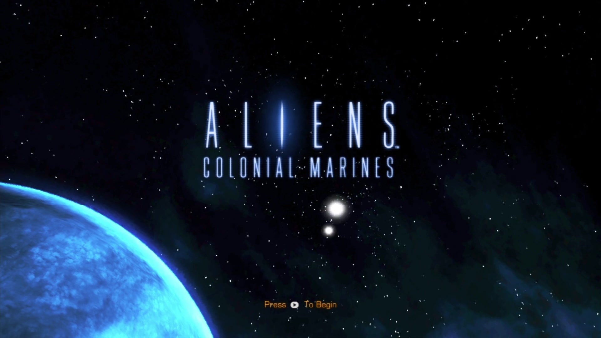 Aliens: Colonial Marines title screen for Xbox 360